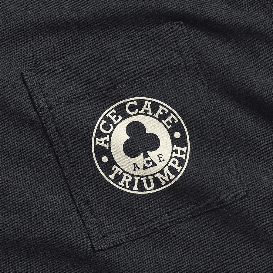 Official Triumph x Ace Cafe Pocket Logo Graphic Black T-shirt